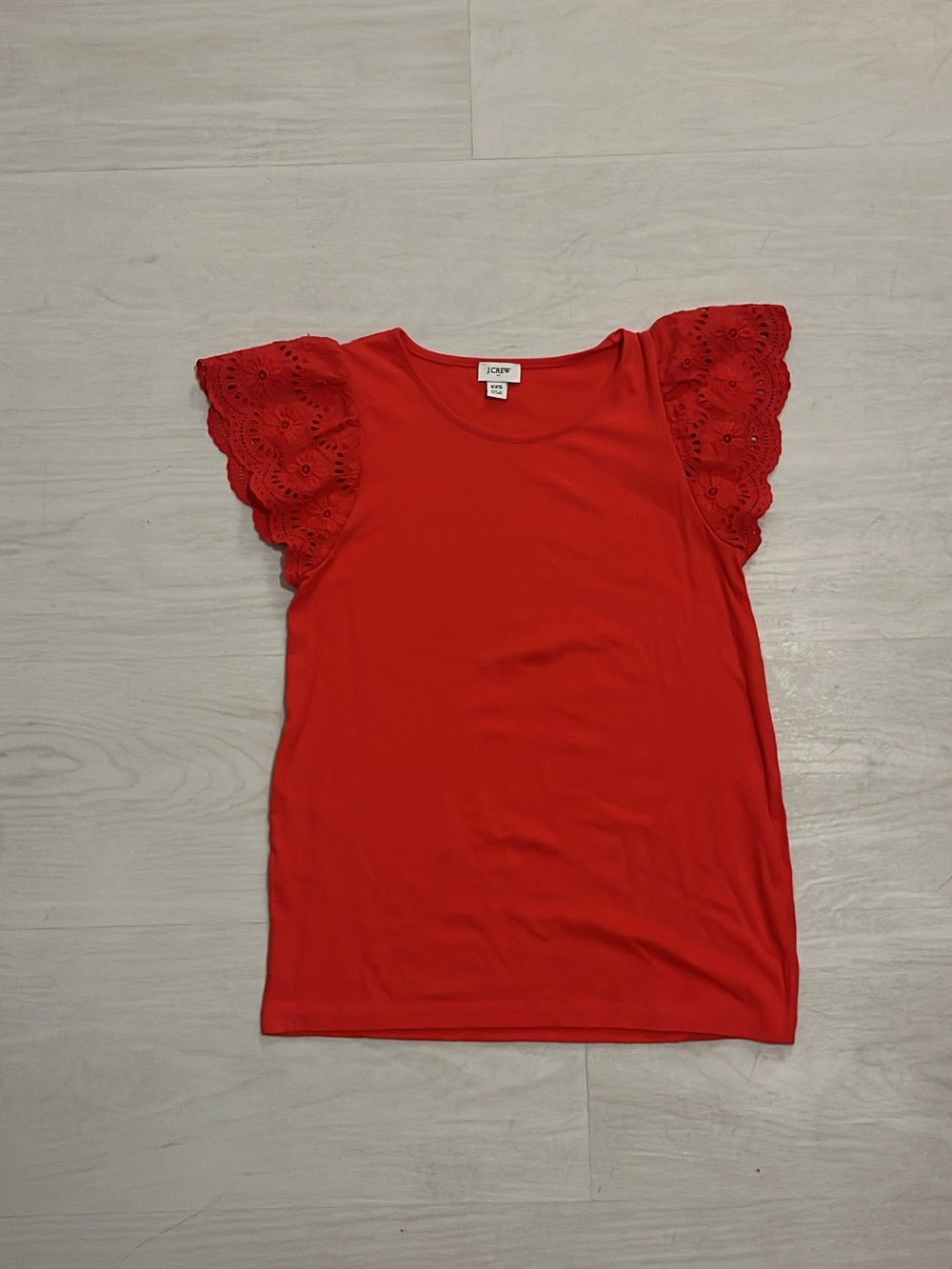 J. Crew Scarlet Eyelet Flutter-Sleeve Tee